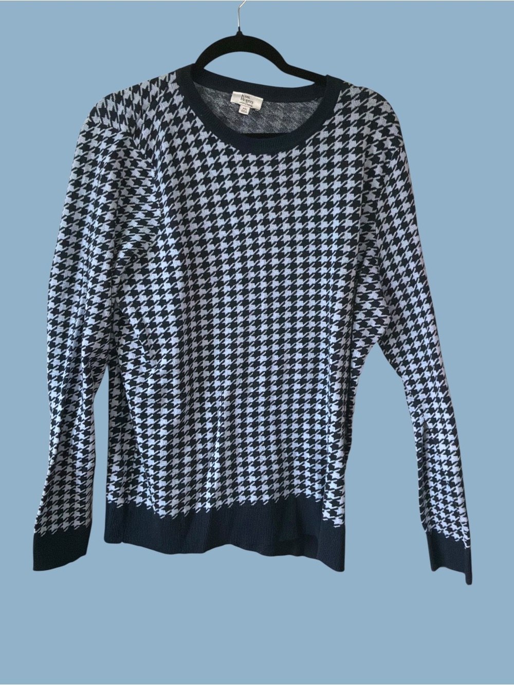 Kim Rogers Houndstooth Crewneck Sweater - Black & White